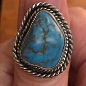 Hand Crafted Sterling Raw Turquoise Ring 5.8 grams